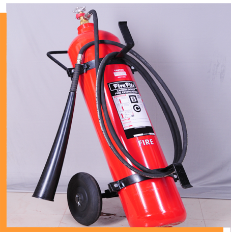 Carbon Dioxide Fire Extinguisher on Trolle